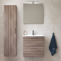 Meuble pour salle de bain avec miroir lavabo et éclairage Vitra Mia 59x61x39,5 cm, anthracite brillant (MIASET60A)