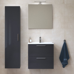 Meuble pour salle de bain avec miroir lavabo et éclairage Vitra Mia 59x61x39,5 cm, anthracite brillant (MIASET60A)