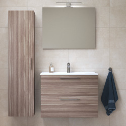 Meuble pour salle de bain avec miroir lavabo et éclairage Led Vitra Mia 79x61x39,5 cm, anthracite brillant (MIASET80A)