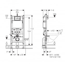 Pack WC Bâti-support Duofix + Cuvette suspendue sans brides + Abattant frein de chute + Plaque blanche + 2 Pieds support Geberit