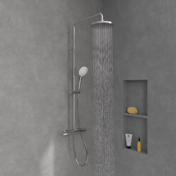  Colonne de douche 230, avec mitigeur thermostatique et douchette 3 jets Chrome