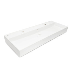 Lavabo 121,4 x 46,9 cm en céramique blanc – 2 trous – Infinitio (SATINF12046)