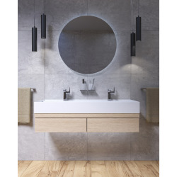 Infinitio Lavabo 2 Trous en Céramique, 121,4 x 46,9cm, Blanc (SATINF12046)