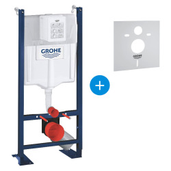 Pack WC Bâti autoportant avec Plaque chromée et Set d'isolation phonique (Project-1)