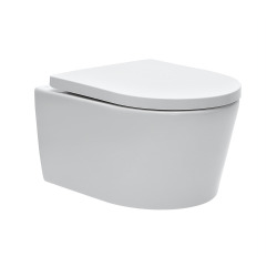 Pack WC Bâti-support UP720 extra-plat + WC SAT sans bride + Abattant softclose + Plaque blanche (SLIM-SATrimless-H)