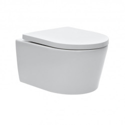 Pack WC Bâti-support avec Cuvette SAT rimless fixations invisibles + Abattant softclose + Plaque noir (GebSatrimless-D)