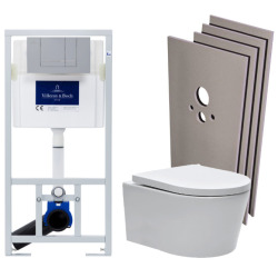 Pack WC bâti-support + Cuvette SAT sans bride + Abattant + Plaque chrome mat + Set d'habillage (ViConnectSATrimless-3-sabo)