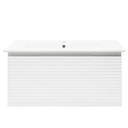  Meuble et vasque salle de bain strié Savona 98x43x44,8 cm, Blanc Brillant (SAVONA100BI)
