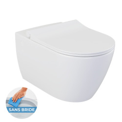 Pack WC Bâti-autoportant Rapid SL + WC sans bride Bello + Abattant softclose avec fixations invisibles + Plaque chrome mat