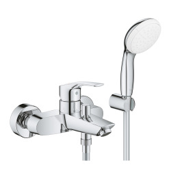EUROSMART Mitigeur monocommande bain/douche avec douchette, Chrome (33302003)