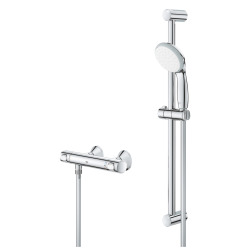 Precision Flow Set de douche mitigieur thermostatique + Douchette 1 jet + flexible de douche, Chrome (34841000)