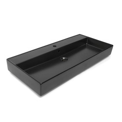 Vasque à poser 100,4 x 46,5 cm - noir mat - sans trop-plein - Infinitio SAT