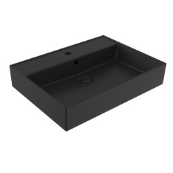 Lavabo 60,5 x 46,5 cm - noir mat - avec trop-plein - 1 trou de robinetterie - SAT Infinitio