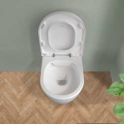 Arceau WC suspendu sans bride et fixations invisibles + Abattant Slim avec frein de chute (Arceauslim)