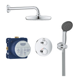 PRECISION TREND Set de douche encastré, douche de tête 210mm + douchette 2 jets, Chrome (34733002)