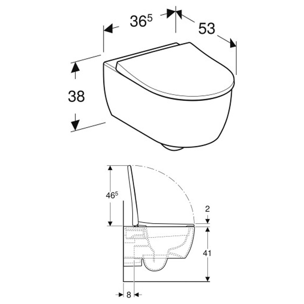 WC suspendu Geberit iCon 500 814 00 1 avec abattant WC à frein