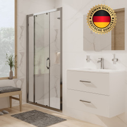 Receveur Satalek 120x80cm, Blanc + Porte de douche 120cm + Set de douche Grohe avec Mitigeur thermostatique, douchette 2 jets