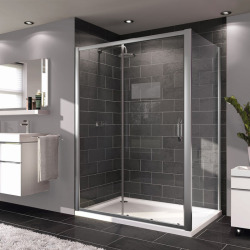 Next - Porte de douche 100cm en verre transparent avec porte coulissante + Profilés chromés (140401.069.322)