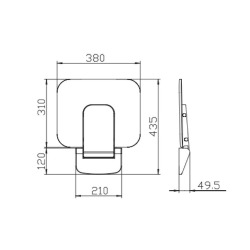  Siège de douche pliable 38 x 13,3 x 36,5 cm, PMR, blanc (SATDSEDPLB)