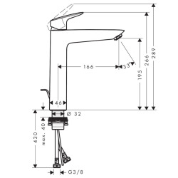 Logis 190 Mitigeur lavabo, avec tirette et vidage synthétique, chromé (71090000)