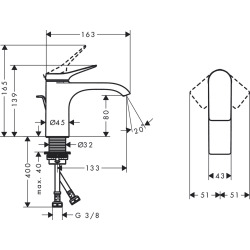 Vivenis Mitigeur de lavabo 80 avec tirette et vidage, bec cascade, chrome (75010000)  Vivenis Mitigeur de lavabo 80 avec tirette et vidage, bec cascade, chrome (75010000)