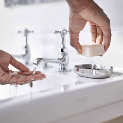 EasyStore™ Luxe, porte savon en acier inoxydable, facile à nettoyer, chrome (70579)
