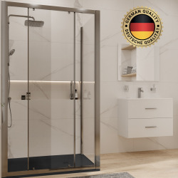 Pack douche Porte coulissante 120cm + Set de douche avec mitigeur Hanshrohe + Receveur Satalek 120x80cm, Noir