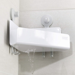 EasyStore™ Étagère de douche d'angle avec miroir amovible et incassable, blanc (70549)