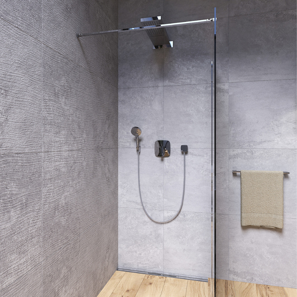 Coude de raccordement mural Square avec support de douche chromé FixFit  Hansgrohe