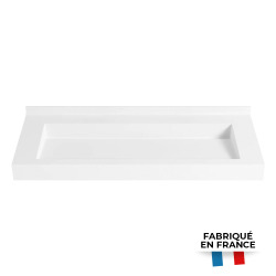 Ultra plan vasque collectif autoportant 1200 x 520 x 100 mm, en Solid Surface, PMR, blanc mat (ULTRA-1200)