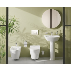 Set Integra WC sans bride + Abattant avec frein de chute en Duroplast + bidet suspendu et trop-plein, 35,5x54 cm, blanc