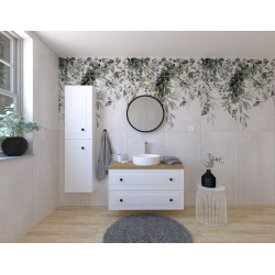 Naturel Ensemble de salle de bain avec lavabo comprenant mitigeur de lavabo, bec et siphon Naturel Forli blanc (KSETFORLI2)