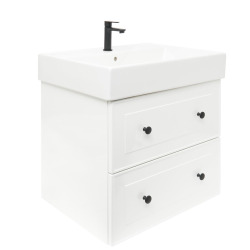 Naturel Meuble de salle de bain avec lavabo Naturel Forli 60x45x46 cm blanc brillant (FORLI60BIUSAT)