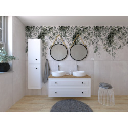 Naturel Ensemble de salle de bain avec lavabo comprenant robinet de lavabo, bec et siphon Naturel Forli blanc (KSETFORLI5)