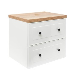 Meuble de salle de bain suspendu 60 × 46 cm avec plan de toilette blanc brillant Naturel Forli