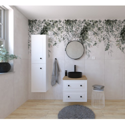 Naturel Ensemble de salle de bain avec lavabo comprenant robinet de lavabo, bec et siphon Naturel Forli blanc (KSETFORLI7)
