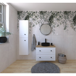 Naturel Ensemble de salle de bain avec lavabo comprenant robinet de lavabo, bec et siphon Naturel Forli blanc (KSETFORLI10)