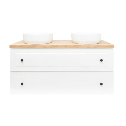 Naturel Meuble vasque de salle de bain blanc et bois clair Naturel Forli 120x45x46 cm blanc (FORLI120BID)