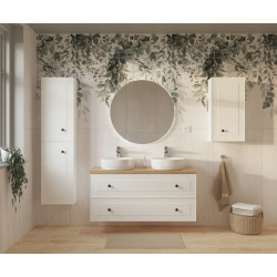 Naturel Meuble vasque de salle de bain blanc et bois clair Naturel Forli 120x45x46 cm blanc (FORLI120BID)