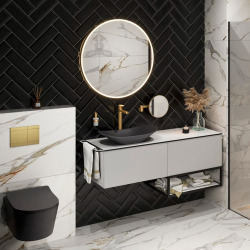  SAT DARK Mitigeur XL pour lavabo avec levier, or brossé (SATBSDA285PBZ)