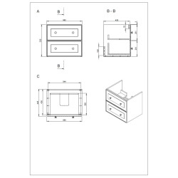 Naturel Meuble de salle de bain avec lavabo Naturel Forli 60x45x46 cm blanc brillant (FORLI60BIUSAT)