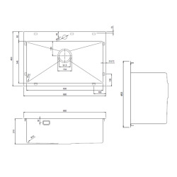Swiss Aqua Technologies Aurum Évier de cuisine encastrable en inox 304, 68x45x21 cm, Gun Metal brossé PVD  Swiss Aqua Technologies Aurum Évier de cuisine encastrable en inox 304, 68x45x21 cm, Gun Metal brossé PVD
