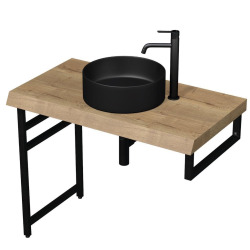 Console murale pour lavabo 45 x 14 cm en acier noir mat Naturel Dolce (KONZOLEH45CM)
