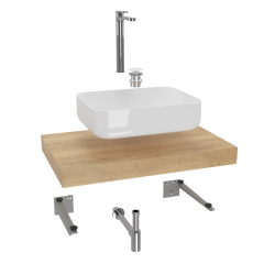 Naturel Ensemble de salle de bain SAT avec Dolce 80x8x50 cm chêne halifax KSETDO5