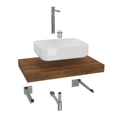 Naturel Ensemble de salle de bain SAT avec plaque sous lavabo Dolce 80x8x50 cm chêne charleston KSETDO7