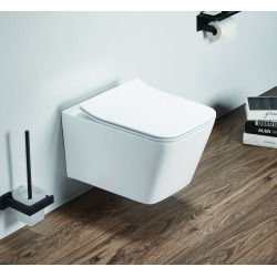  Swiss Aqua Technologies WC suspendu Infinitio sans bride Design, fixations invisibles + Abattant softclose (SquareInfinitio)