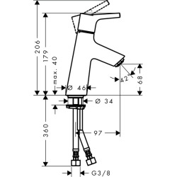 Talis S 80 Mitigeur de lavabo sans tirette ni vidage (72012000)