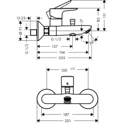 Talis E Mitigeur bain/douche (71740000)