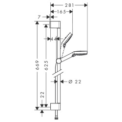  Set Crometta Vario / Unica&apos;Croma 0,65m, blanc/chromé (26532400)