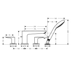 Talis E Mélangeur 4 trous noir mat pour montage sur bord de baignoire (71748670)  Talis E Mélangeur 4 trous noir mat pour montage sur bord de baignoire (71748670)
